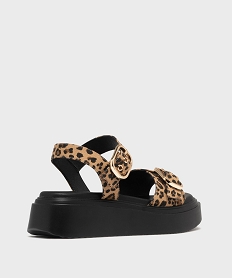 sandales compensees a boucle et motif leopard femme beige standard sandales a talonH083901_4