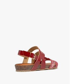 sandales plates avec brides en cuir scintillantes et vernies femme rouge sandales plates et nu-piedsH084401_4