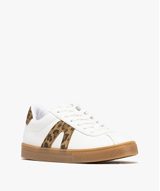 baskets basses a motif leopard et semelle contrastante femme - camps united blanc standardH086501_2