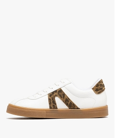 baskets basses a motif leopard et semelle contrastante femme - camps united blanc standardH086501_3