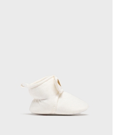 GEMO Chaussons de naissance montants en jersey à scratch bébé fille blanc standard
