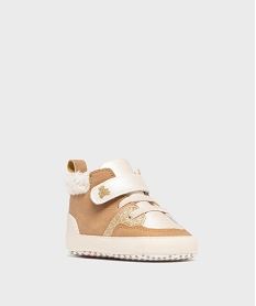 chaussons de naissance a paillettes bebe fille - lulucastagnette brunH088601_2