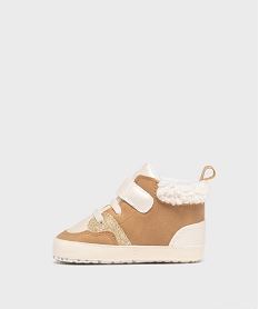 chaussons de naissance a paillettes bebe fille - lulucastagnette brunH088601_3