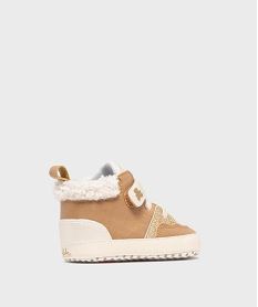 chaussons de naissance a paillettes bebe fille - lulucastagnette brunH088601_4