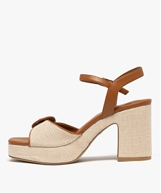 sandales a talon plateforme en toile femme beige sandales a talonH090201_3
