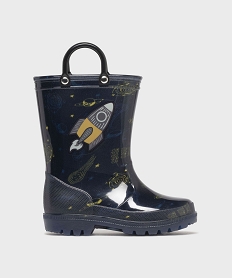 GEMO Bottes de pluie imprimée à anses et semelle crantée garçon Bleu