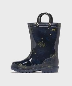 bottes de pluie imprimee a anses et semelle crantee garcon bleuH090601_3