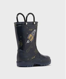 bottes de pluie imprimee a anses et semelle crantee garcon bleuH090601_4