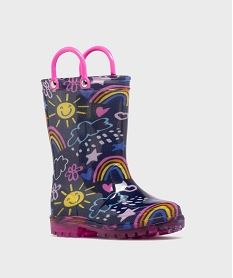 bottes de pluie a anses et semelle lumineuse fille bleuH092101_2