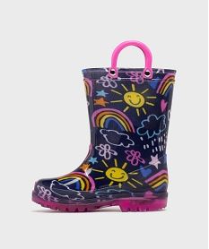 bottes de pluie a anses et semelle lumineuse fille bleuH092101_3