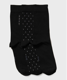 GEMO Chaussettes hautes à motifs homme (lot de 3) Noir