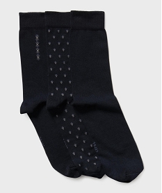 GEMO Chaussettes hautes à motifs homme (lot de 3) Bleu