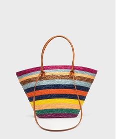 sac de plage en paille avec doubles anses femme multicolore grands sacs femmeH093701_4
