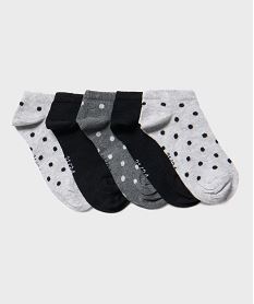 GEMO Chaussettes ultra courtes assorties fille (lot de 5) noir standard