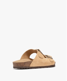 mules plates a double brides en cuir femme beige standard sandales plates et nu-piedsH095201_4
