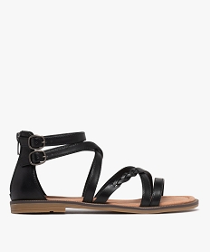 GEMO Sandales plates à brides et talon zippé femme - Valentina Baldano noir standard