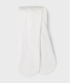 GEMO Collant semi-opaque à fleurs fille blanc vif