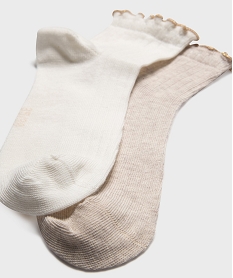 chaussettes hautes a cotes plates et ourlet pailletee fille (lot de 2) blanc standard chaussettesH100501_2