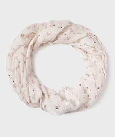 GEMO Foulard tour de cou à motifs fleuris fille Blanc