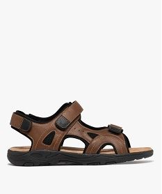 GEMO Sandales look sport gamme confort à scratch homme marron fonce