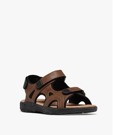 sandales look sport gamme confort a scratch homme marron fonceH101601_2
