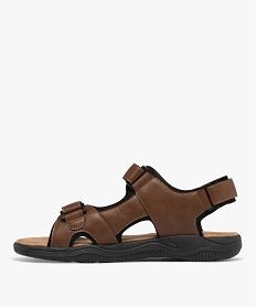 sandales look sport gamme confort a scratch homme marron fonceH101601_3