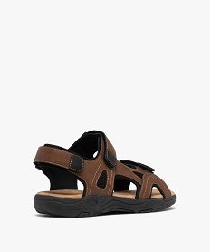 sandales look sport gamme confort a scratch homme marron fonceH101601_4
