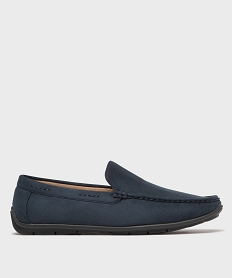 GEMO Mocassins en suédine et semelle intérieure cuir homme Bleu