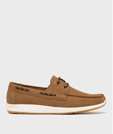 chaussures bateau a lacets et semelle interieure cuir marron vifH104801_2