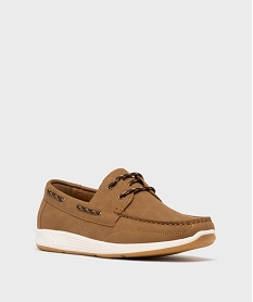 chaussures bateau a lacets et semelle interieure cuir marron vifH104801_3