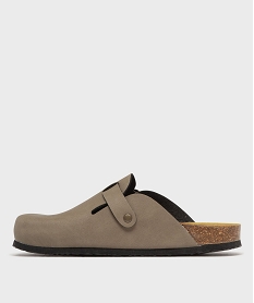 sabots a semelle interieure cuir anatomique femme kaki clair sandales plates et nu-piedsH115401_3