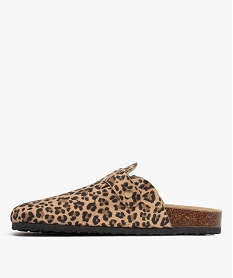 mules sabot en toile a motif leopard femme - follow me beige sandales plates et nu-piedsH115601_3