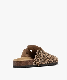 mules sabot en toile a motif leopard femme - follow me beige sandales plates et nu-piedsH115601_4