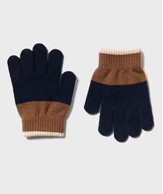 GEMO Gants en maille tricolores garçon marron standard