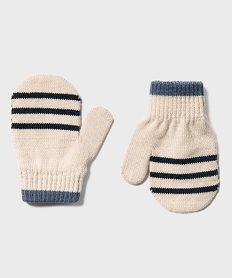 GEMO Moufles à rayures bébé garçon beige standard