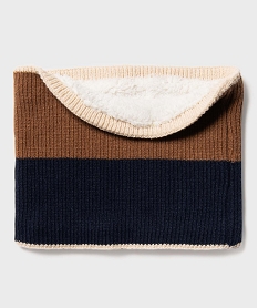 tour de cou tricolore en maille double sherpa garcon[missing] marron standardH130401_3