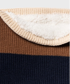 tour de cou tricolore en maille double sherpa garcon[missing] marron standardH130401_4