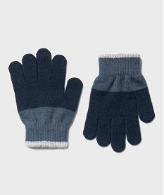 gants en maille tricolores garcon bleu standardH130901_3