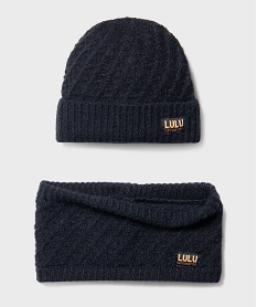 ensemble 2 pieces bonnet et snood doubles polaire bebe - lulucastagnette bleuH131101_3