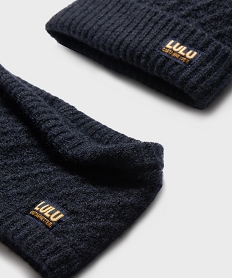 ensemble 2 pieces bonnet et snood doubles polaire bebe - lulucastagnette bleuH131101_4