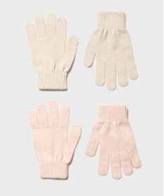 GEMO Gants en maille fine fille (lot de 2) beige standard
