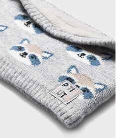 echarpe tour de cou a motifs renards doublee polaire bebe garcon grisH131701_2