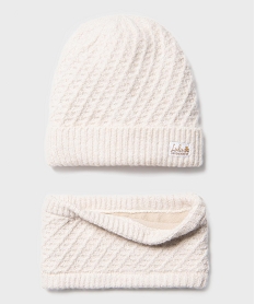 GEMO Ensemble 2 pièces bonnet et snood doublés polaire bébé - LuluCastagnette beige standard