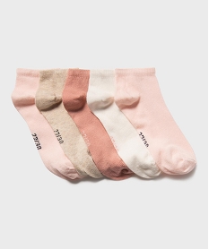 GEMO Chaussettes ultra courtes unies fille (lot de 5) beige standard