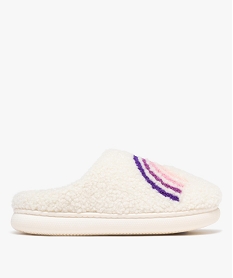 GEMO Chaussons mules chaudes et douillettes femme blanc vif