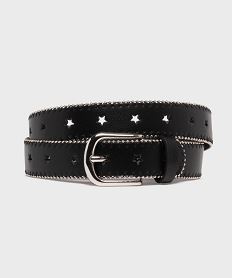 ceinture avec perforations etoiles et perles metalliques fille noir standardH137501_3