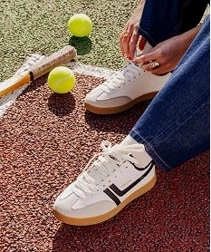 GEMO Baskets basses look rétro à lacets femme - Ellesse blanc standard