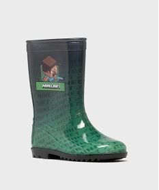 bottes de pluie imprimees garcon - minecraft vert standardH141301_2