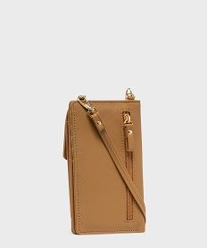 pochette smartphone et portefeuille 2-en-1 femme brun porte-monnaie et portefeuillesH141801_2
