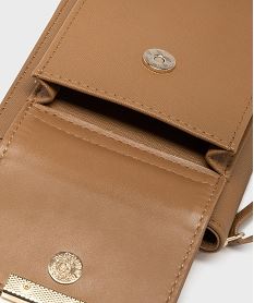 pochette smartphone et portefeuille 2-en-1 femme brun porte-monnaie et portefeuillesH141801_4
